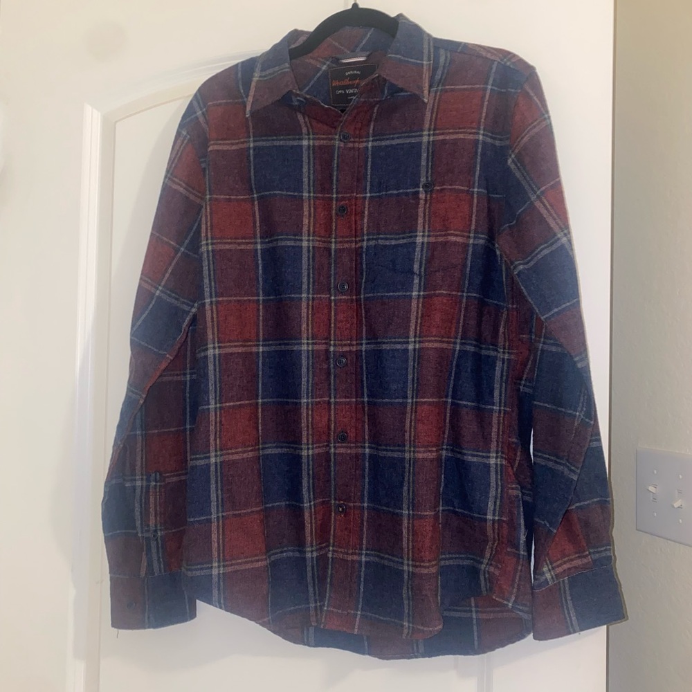 Weatherproof Men's Casual Plaid Shirt - Red and Blue
